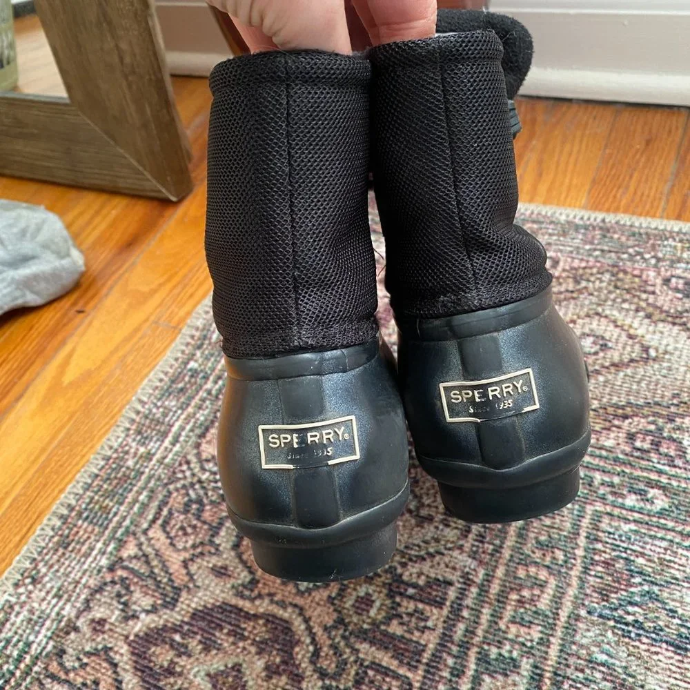 Sperry Women's Waterproof Saltwater Duck Winter Boots Black Size 8.5
